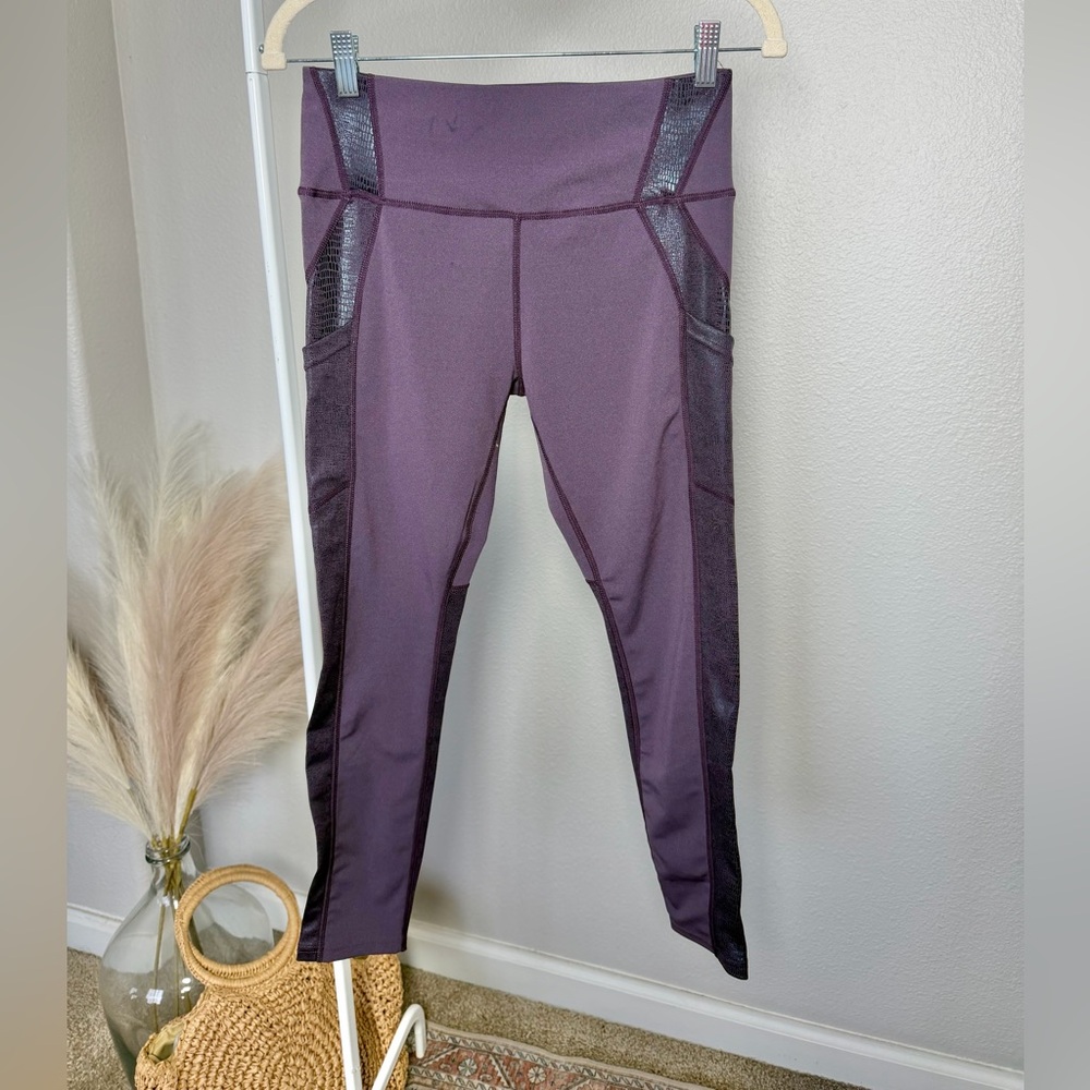 New Kimberly C Plum Purple workout Performance Leggings with Side Pockets